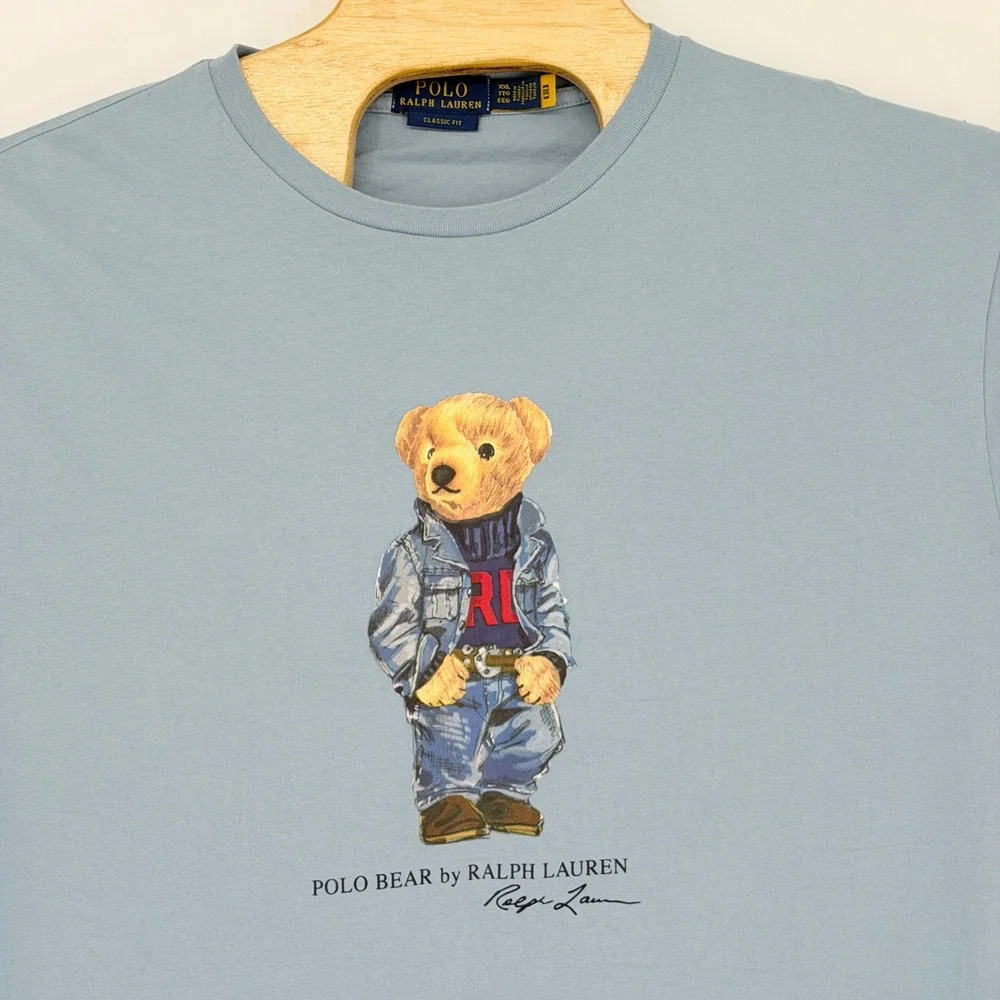 Polo Ralph Lauren T-Shirt Mens XXL Blue Polo Bear Graphic Cotton Classic Fit Tee